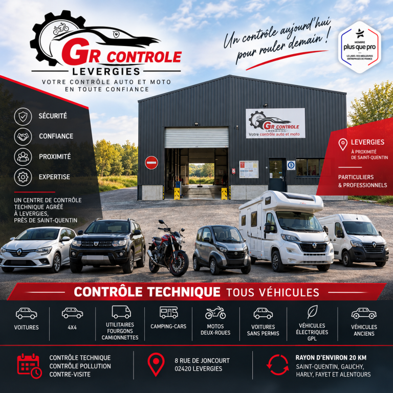 GR CONTROLE : votre centre de contrôle technique automobile et moto près de Saint-Quentin